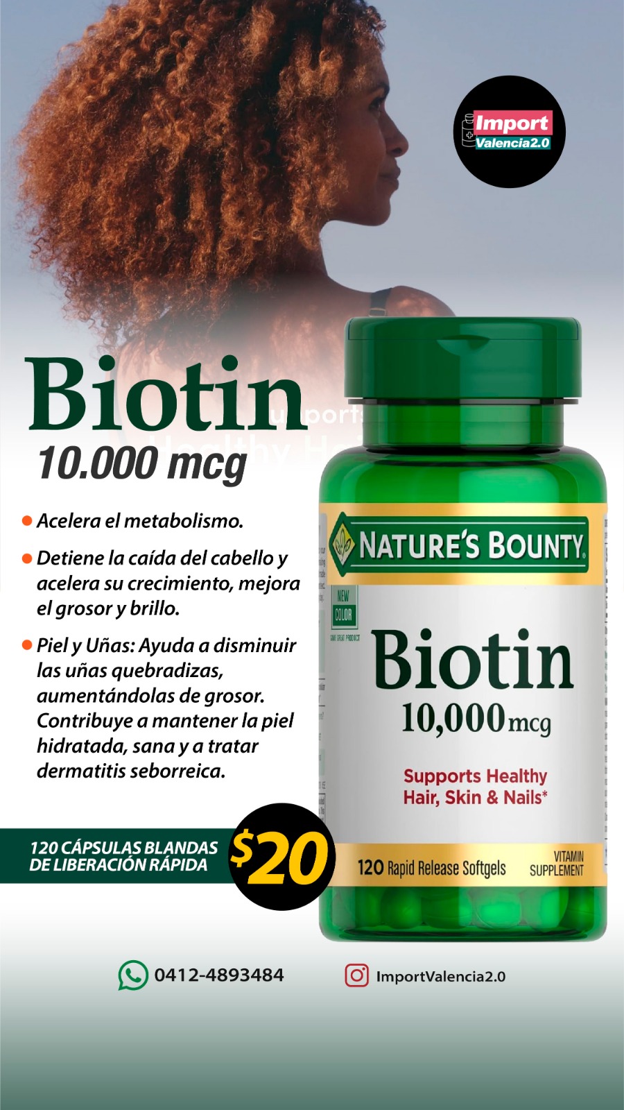 Cabello, piel y uñas Biotin