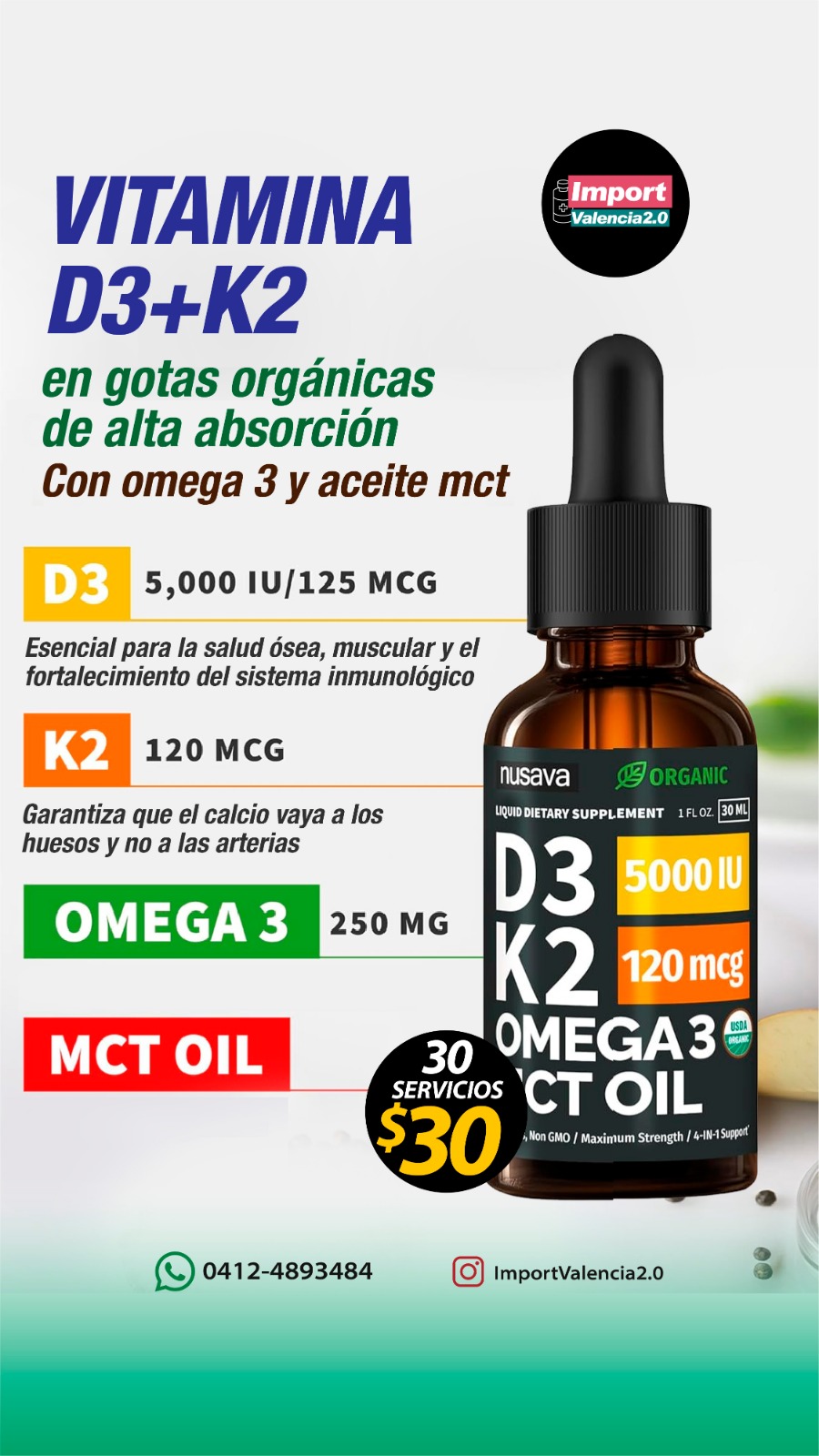 S.I. VITAMINA D3 CON K2 en Gotas