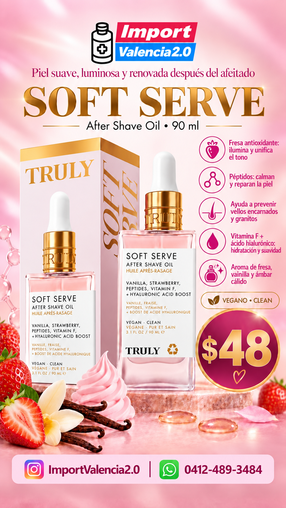 TRULY ACEITE POST AFEITADO FRESA VAINILLA